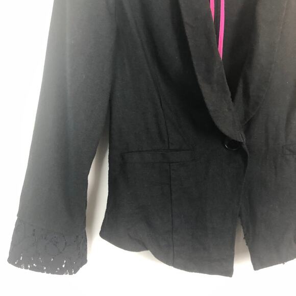 Charlotte Russe Linen Blend Black Blazer Jacket Size Small - Picture 5 of 11